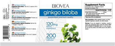 Photo of the BIOVEA Ginkgo Biloba 120 mg label