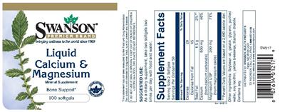 Photo of the Swanson Premium Brand Liquid Calcium & Magnesium label