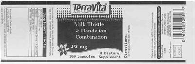 Photo of the TerraVita Milk Thistle & Dandelion Combination 450 mg label