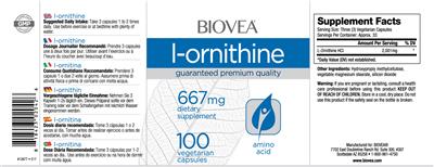 Photo of the BIOVEA L-Ornithine 667 mg label