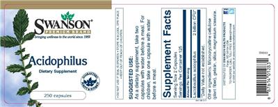 Photo of the Swanson Premium Brand Acidophilus label