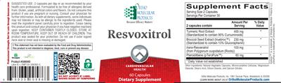 Photo of the Ortho Molecular Products Resvoxitrol label