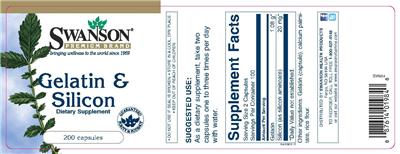 Photo of the Swanson Premium Brand Gelatin & Silicon label