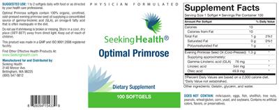 Photo of the Seeking Health Optimal Primrose label
