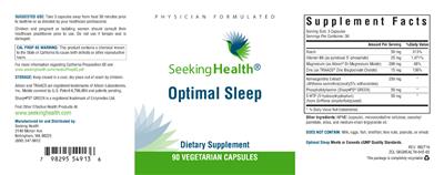 Photo of the Seeking Health Optimal Sleep label