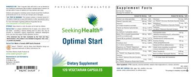 Photo of the Seeking Health Optimal Start label