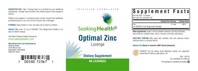 Photo of the Seeking Health Optimal Zinc Lozenge label