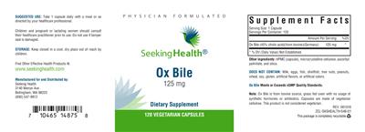 Photo of the Seeking Health Ox Bile 125 mg label