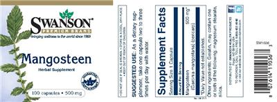 Photo of the Swanson Premium Brand Mangosteen 500 mg label