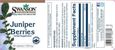 Photo of the Swanson Premium Brand Juniper Berries 520 mg label