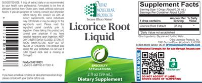 Photo of the Ortho Molecular Products Licorice Root Liquid label