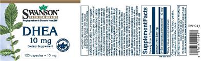 Photo of the Swanson Premium Brand DHEA 10 mg label