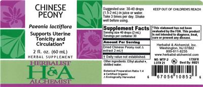 Photo of the Herbalist & Alchemist Chinese Peony label