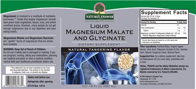 Photo of the Nature's Answer Liquid Magnesium Malate And Glycinate Natural Tangerine Flavor label