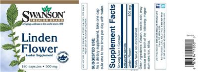 Photo of the Swanson Premium Brand Linden Flower 500 mg label