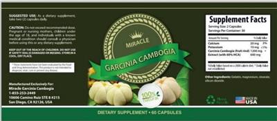 Photo of the Miracle Garcinia Cambogia label