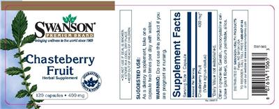Photo of the Swanson Premium Brand Chasteberry Fruit 400 mg label
