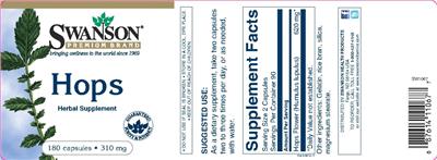 Photo of the Swanson Premium Brand Hops 310 mg label