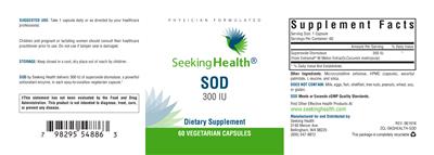 Product label for SOD 300 IU