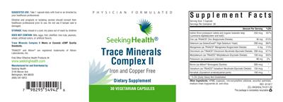 Photo of the Seeking Health Trace Minerals Complex II label