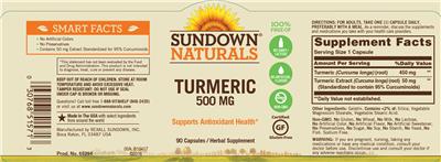 Product label for Turmeric 500 mg