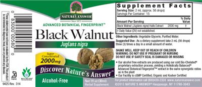 Photo of the Nature's Answer Black Walnut 2000 mg Alcohol-Free label
