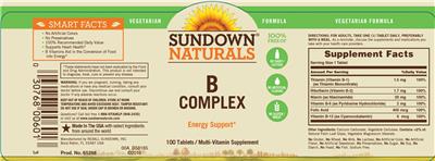 Photo of the Sundown Naturals B Complex label