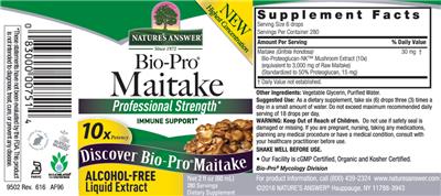 Photo of the Nature's Answer Maitake label