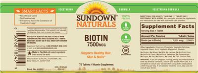 Product label for Biotin 7500 mcg