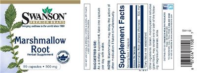 Photo of the Swanson Premium Brand Marshmallow Root 500 mg label