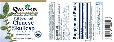 Photo of the Swanson Premium Brand Full Spectrum Chinese Skullcap 400 mg label