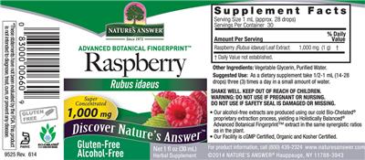Photo of the Nature's Answer Raspberry 1,000 mg Alcohol-Free label