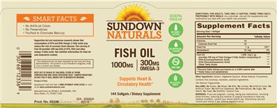 Photo of the Sundown Naturals Fish Oil 1000 mg label