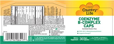 Photo of the Country Life Coenzyme B-Complex Caps label