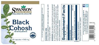 Photo of the Swanson Premium Brand Black Cohosh 540 mg label