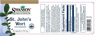Photo of the Swanson Premium Brand St. John's Wort 375 mg label