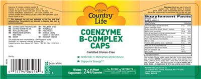 Photo of the Country Life Coenzyme B-Complex Caps label