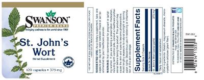 Photo of the Swanson Premium Brand St. John's Wort 375 mg label