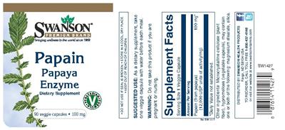 Photo of the Swanson Premium Brand Papain Papaya Enzyme 100 mg label