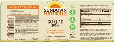 Photo of the Sundown Naturals CO Q-10 200 mg label