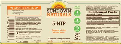 Photo of the Sundown Naturals 5-HTP label