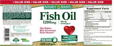 Photo of the Nature's Bounty Fish Oil 1200 mg label