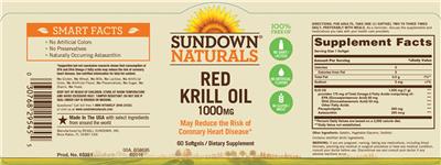 Photo of the Sundown Naturals Red Krill Oil 1000 mg label