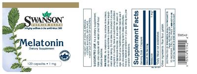 Photo of the Swanson Premium Brand Melatonin 1 mg label