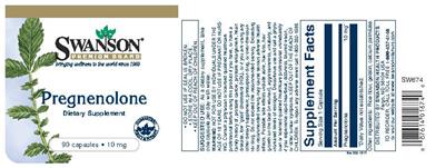 Photo of the Swanson Premium Brand Pregnenolone 10 mg label