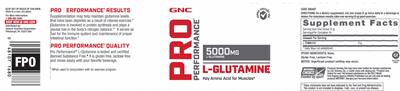 Photo of the GNC Pro Performance L-Glutamine 5000 mg label