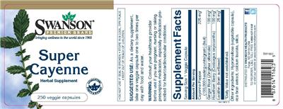 Photo of the Swanson Premium Brand Super Cayenne label
