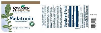 Photo of the Swanson Premium Brand Melatonin 500 mcg label