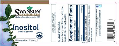Photo of the Swanson Premium Brand Inositol 650 mg label