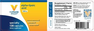 Photo of the The Vitamin Shoppe Alpha-Lipoic Acid 300 mg label